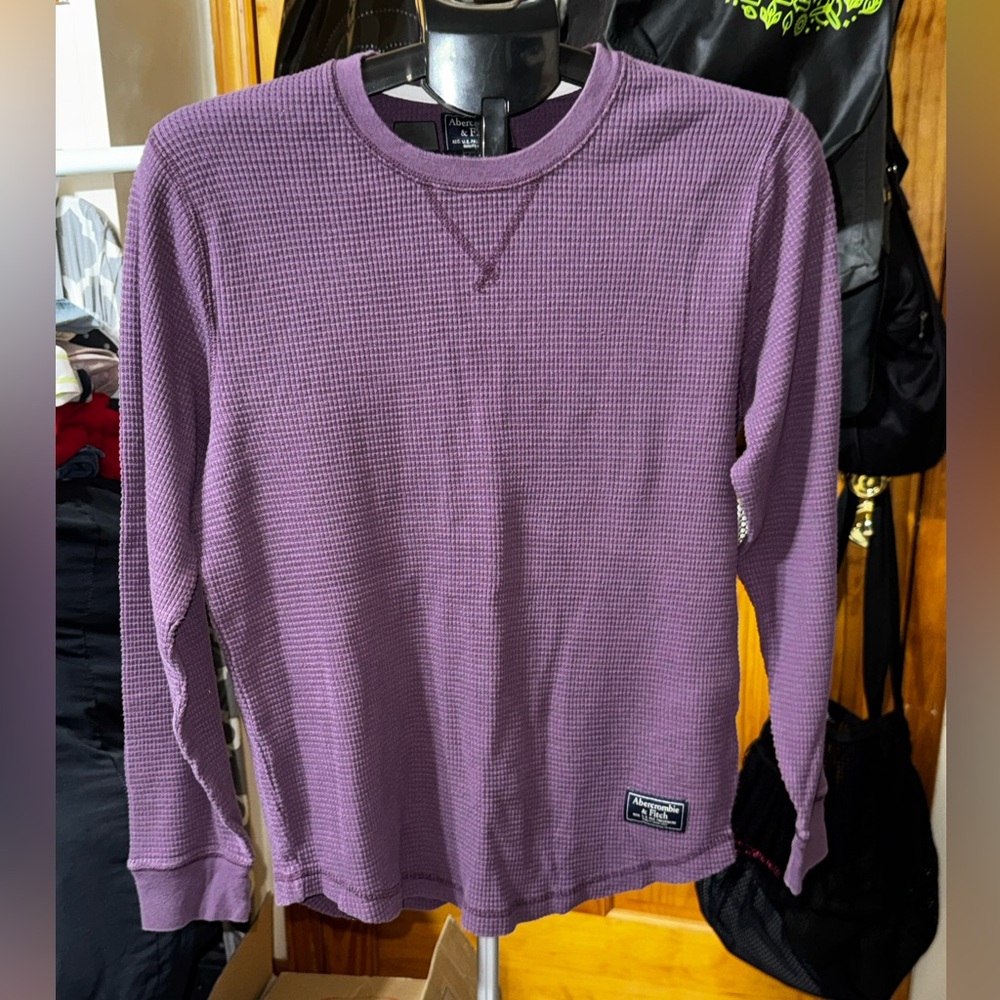 Abercrombie & Fitch Shirt I Men’s I Waffle Crew Neck I Icon Logo Size S I Plum